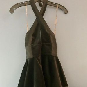 Black velvet/satin fit and flare cocktail dress